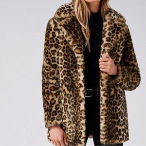 Ever New Faux Fur Leopard Print Coat